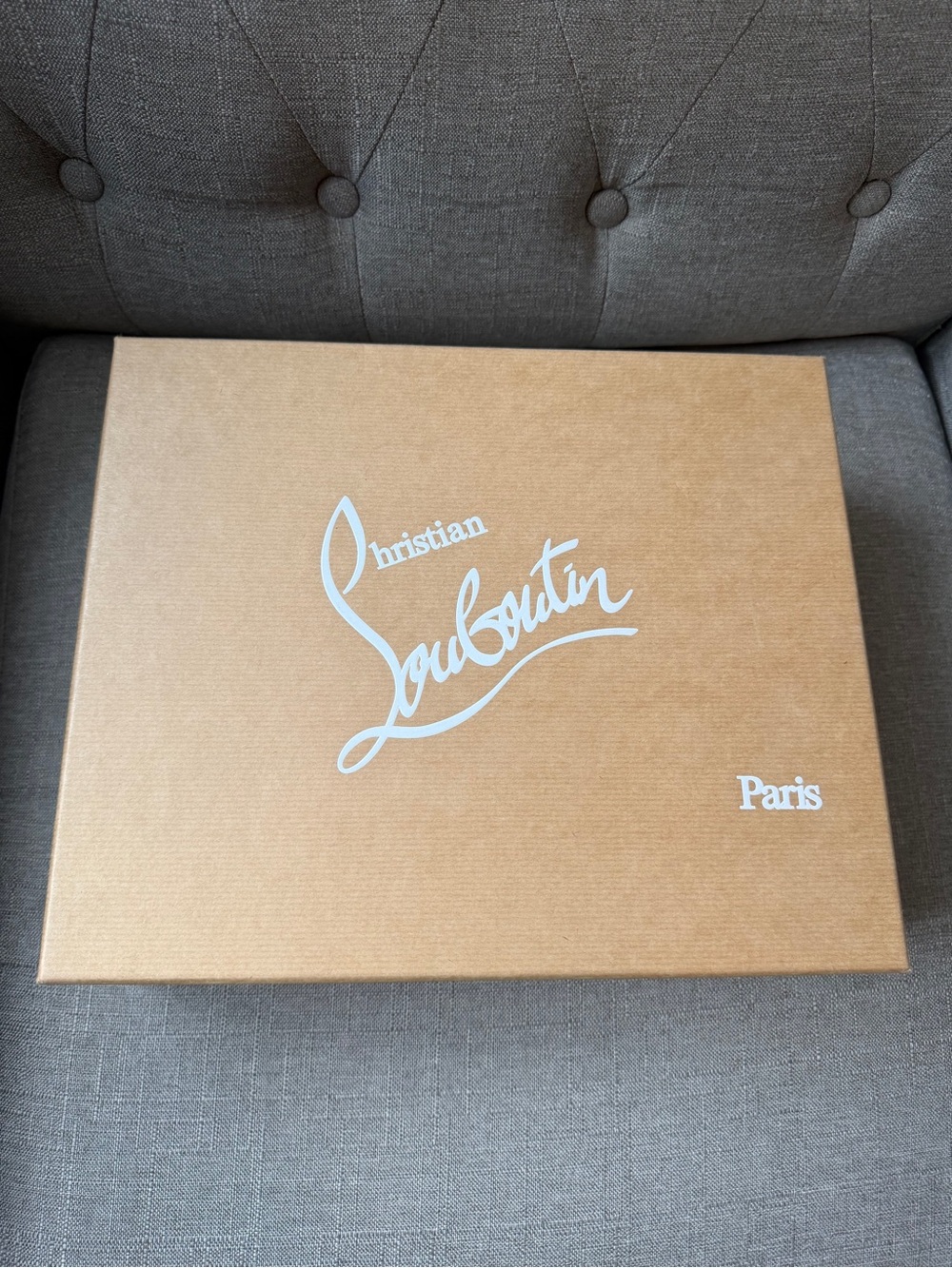 Christian Louboutin Tan Box with White Logo
